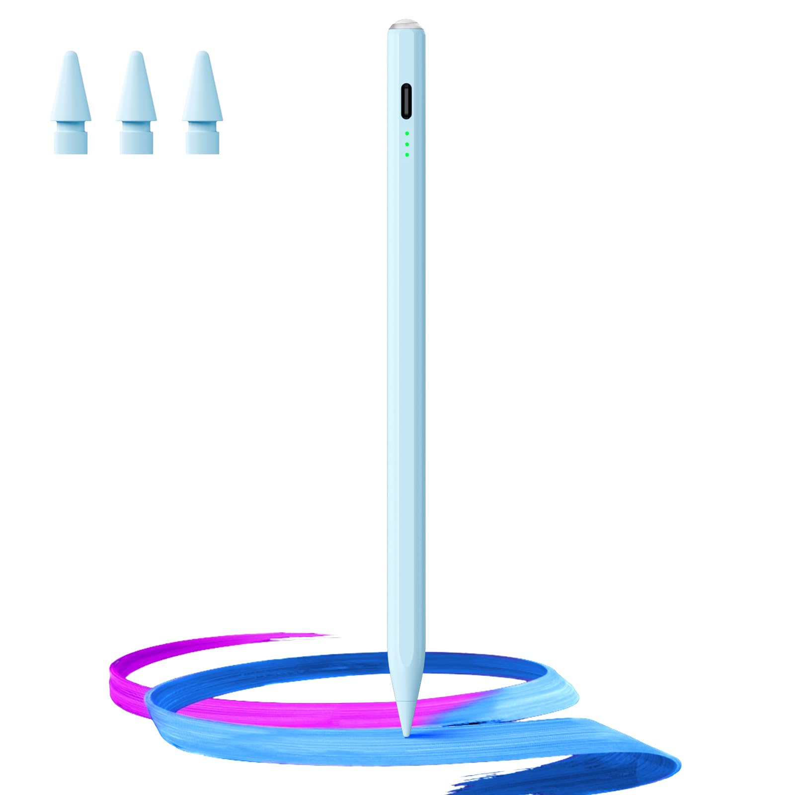 Stylus Pen for iPad(2018-2025)-13 Mins Fast Charge with Tilt Sensitivity & Palm Rejection for iPad 11/10/9/8/7/6th Gen, Air 7/6/5/4/3/M3/M2, Pro 13"/12.9"/11"/M4, Mini 7/6/5th,White